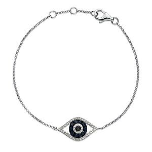 14karat white gold, diamond and sapphire evil eye bracelet brand new